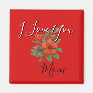 Magnet Orange Floral - Je t'aime Maman