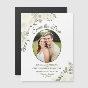 Magnet ovale de sauvegarde de date de mariage à fl