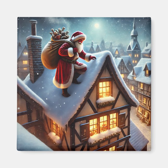 Magnet Père Noël sur le toit (Devant)