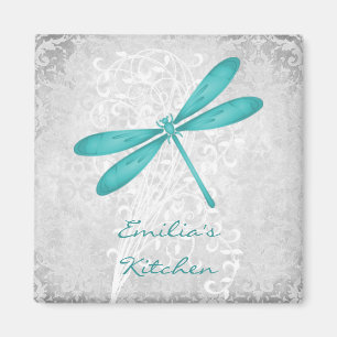 Magnet personnalisé de libellules turquoises