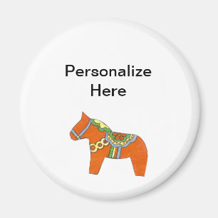 Magnet personnalisé du Cheval de Dala rouge