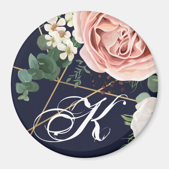 Magnet personnalisé Jardin géométrique Rose Marine (Devant)