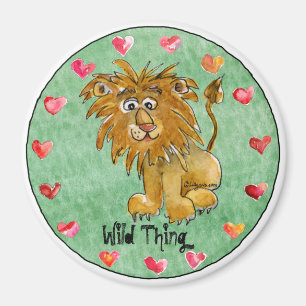 Magnet personnalisé rond de lion de bande dessin