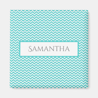 Magnet personnalisé turquoise simple Chevron