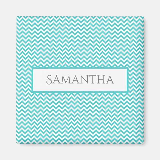 Magnet personnalisé turquoise simple Chevron (Devant)