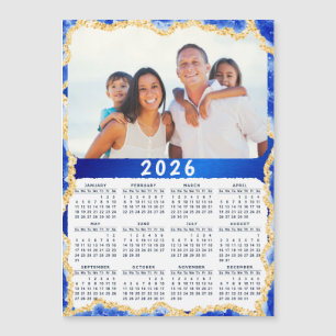 Magnet photo 2026 Calendrier en couleurs bleu et o