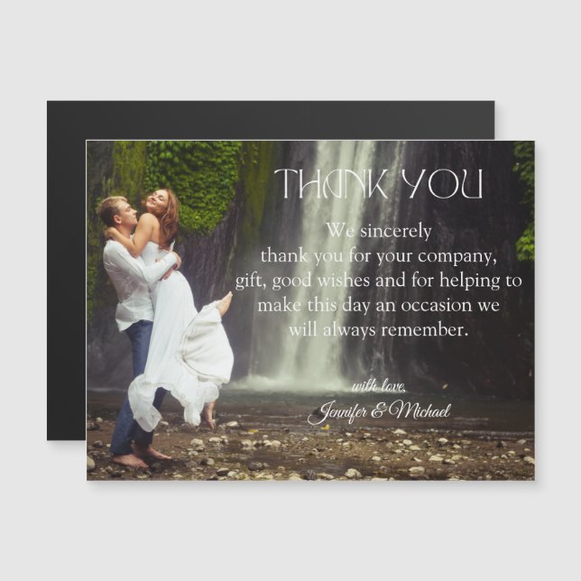 magnet photo de mariage avec écriture moderne de r (Devant / Derrière)