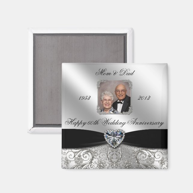 Magnet photo du 60e anniversaire du Mariage (Recto/Verso)