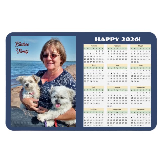 Magnet photo du calendrier familial 2026 (Horizontal)