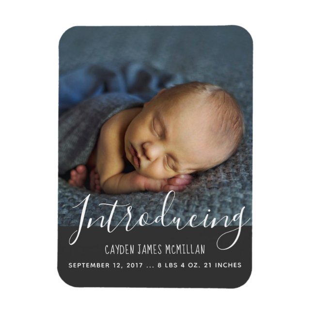Magnet photo Faire-part de naissance moderne (Vertical)