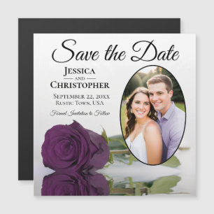 Magnet Photo Ovale Fleur de Mariage Rose Violet Sa