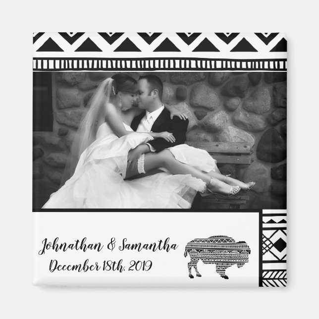 Magnet photo personnalisé Boho Buffalo Tribal Patt (Devant)