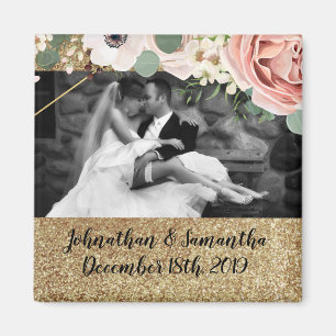 Magnet photo personnalisé Rose de jardin géométriq