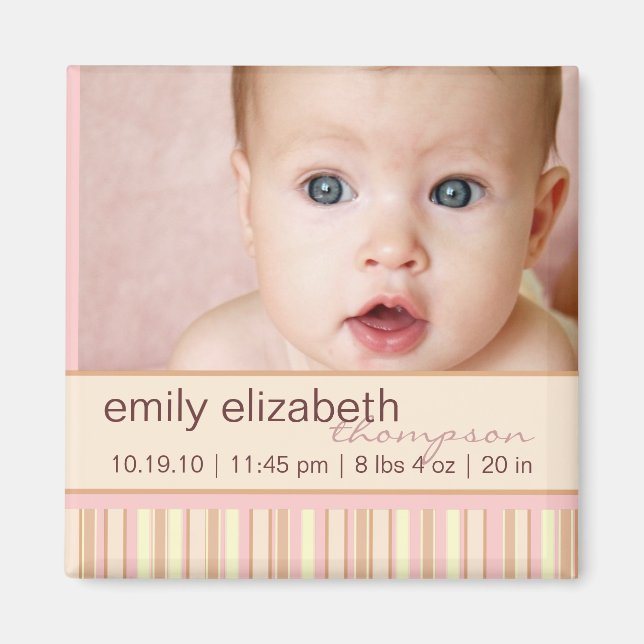 Magnet photo pour bébé en bande contemporaine (Devant)
