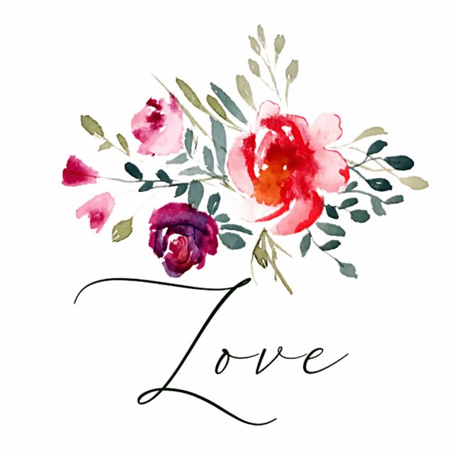 Magnet Photo Sculpture Aimant d'amour floral rouge (Devant)