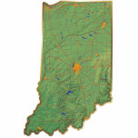 Magnet Photo Sculpture Aimant de carte de l'Indiana coupé<br><div class="desc">Cet aimant,  formé comme l'état de l'Indiana,  montre une carte de soulagement de l'état entouré par une frontière d'effet d'or. Décor de l'Indiana pour votre réfrigérateur. 
Carte dérivée des images chez nationalatlas.gov.</div>