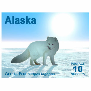 Magnet Photo Sculpture Arctic Fox - Alaska Postage