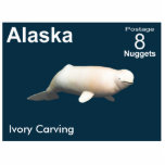 Magnet Photo Sculpture Baleine ivoirienne - Alaska Postage<br><div class="desc">Un autre dans la série de timbres-poste pour la nation théoriquement indépendante de l'Alaska. Comprend un rendu numérique d'une baleine béluga taillée à partir d'ivoire de mammouth. La sculpture de l'ivoire est un artisanat traditionnel des autochtones de l'Alaska. Le blanc est la couleur prédominante dans cette image sur un arrière...</div>
