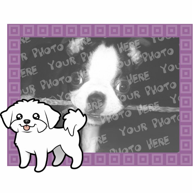 Magnet Photo Sculpture Bande dessinée maltaise (chiot coupé) (Devant)