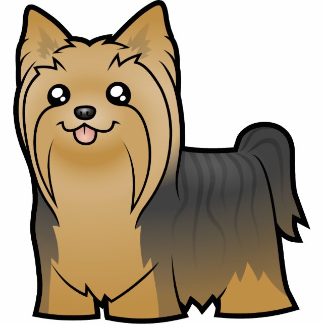 Magnet Photo Sculpture Bande dessinée Yorkshire Terrier (longs cheveux (Devant)