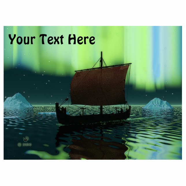 Magnet Photo Sculpture Bateau Viking Sous Lumière Du Nord (Devant)