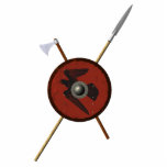 Magnet Photo Sculpture Bouclier Et Armes De Corbeau Viking<br><div class="desc">Un rendu 3D d'un bouclier Viking avec une hache de combat et une lance. Le bouclier est décoré d'un corbeau noir (Corvus corax) peint sur du cuir rouge. Ajoutez votre propre texte. Les méthodes et les matériaux utilisés dans la construction des boucliers Viking variaient selon le lieu et le temps....</div>