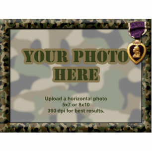 Magnet Photo Sculpture Camouflage du coeur pourpre Cadre militaire