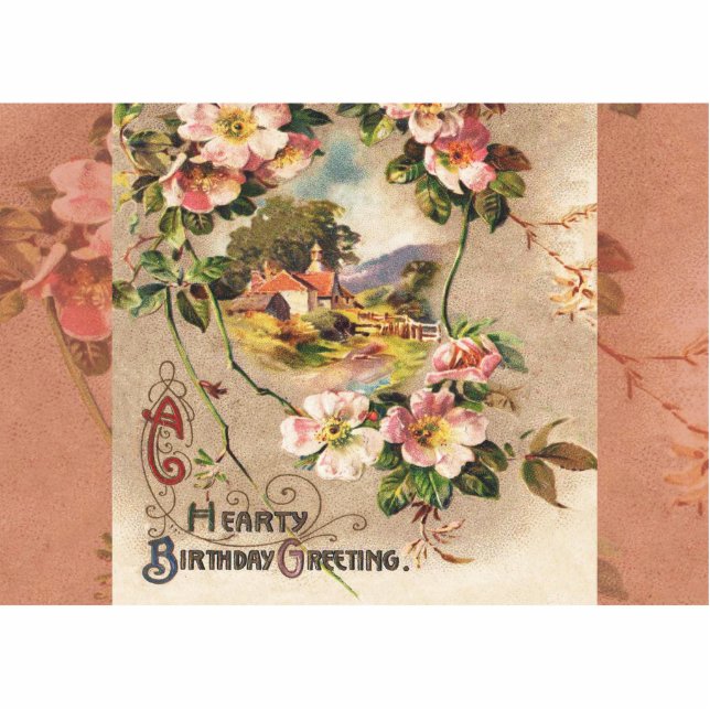 Magnet Photo Sculpture Carte d'anniversaire vintage (Devant)