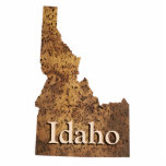 Magnet Photo Sculpture Carte Idaho Spud<br><div class="desc">Une carte de l'Idaho,  avec une texture de peau de pomme de terre. Le texte personnalisable "Idaho" apparaît également.Une façon simple de montrer votre fierté Idaho.</div>