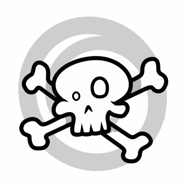 Magnet Photo Sculpture Carton Skull & Cross Bones Swirl (Devant)