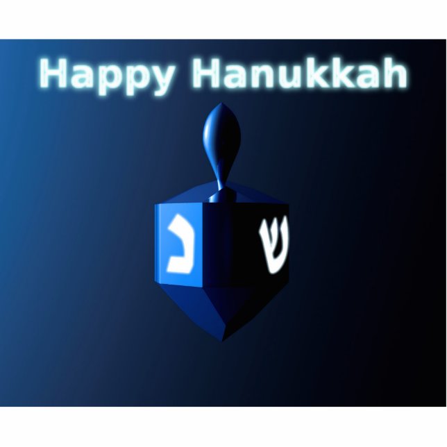 Magnet Photo Sculpture Chanukkah Dreidel bleu brillant (Devant)