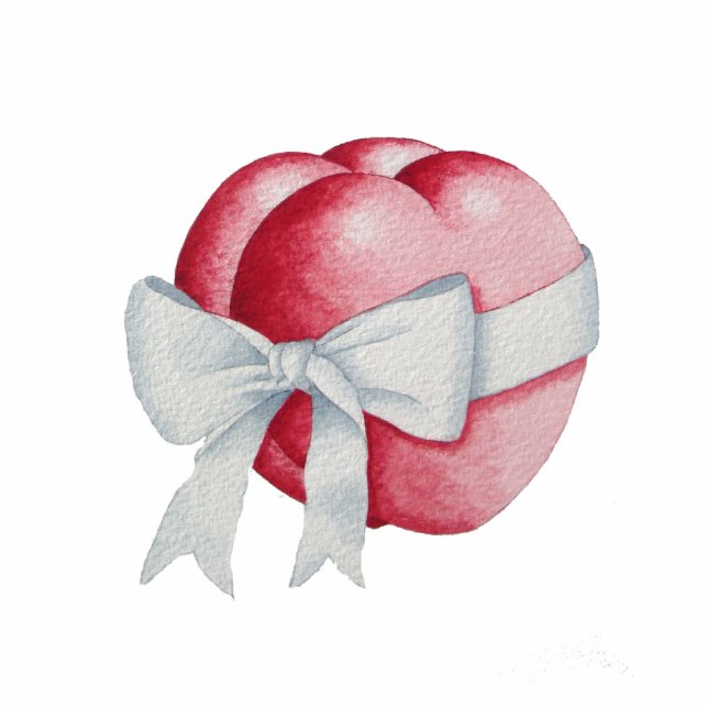 Magnet Photo Sculpture coeur d'amour rouge romantique noué à l'arc de rub (Devant)