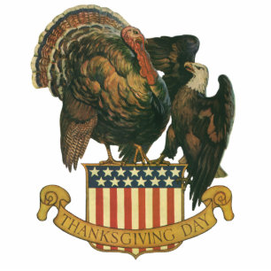 Magnet Photo Sculpture Drapeau vintage Thanksgiving Turquie, Aigle, Drape