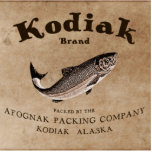 Magnet Photo Sculpture Étiquette Saumon vintage Kodiak (Poisson)<br><div class="desc">Il présente la moitié droite d'un étiquette d'une boîte du mythique Saumon Kodiak Brand Sockeye, vers 1879. La moitié gauche, avec l'image d'un Ours Kodiak, est également disponible. L'image brune et sépia représente un Saumon de saumon rouge (Oncorhynchus nerka). Le texte "Kodiak Brand Sockeye Saumon" et "Packed by the Afognak...</div>