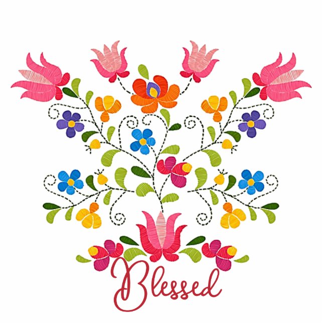 Magnet Photo Sculpture Fleurs brodées aimant personnalisé (Devant)