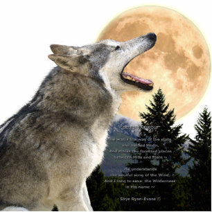 Magnet Photo Sculpture GRAY WOLF & LUNE (sculpté) Wildlife Magnet