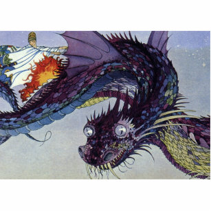 Magnet Photo Sculpture Illustration classique Dragon Flying Medieval