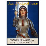 Magnet Photo Sculpture Jeanne d'Arc : La servante d'Orléans, héroïne du c<br><div class="desc">L'affiche de la Première Guerre mondiale avec Jeanne d'Arc était une puissante propagande destinée à galvaniser les femmes américaines dans leur soutien à l'effort de guerre. L'image de Jeanne d'Arc, héroïne française légendaire qui a mené son pays à la victoire contre les Anglais, a été choisie stratégiquement pour inspirer le...</div>
