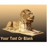 Magnet Photo Sculpture Lion de pierre<br><div class="desc">Un rendu bronzé et brun d'un lion en pierre taillée sur un arrière - plan des mêmes couleurs. Ajoutez votre propre texte.</div>