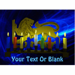 Magnet Photo Sculpture Lion Menorah en laiton de Chanukkah