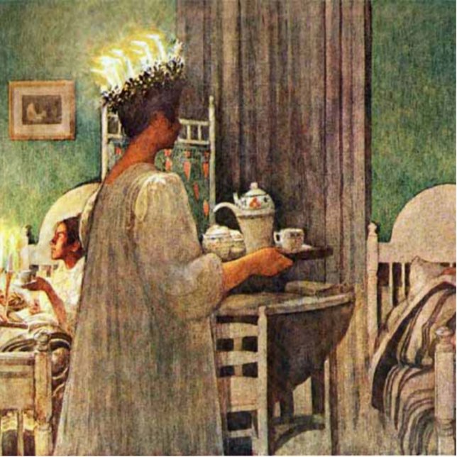 Magnet Photo Sculpture Noël de jour de Carl Larsson St Lucia en Suède (Devant)