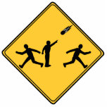 Magnet Photo Sculpture Panneau de route - Météo découpée Sculpture<br><div class="desc">"Hé,  regarde ça !" Sympathique panneau fait dans le style d'un panneau routier. Signe montrant une météore ou une asteriode bientôt pour toucher le sol. Une prédiction de l'apocalypse de 2012.</div>