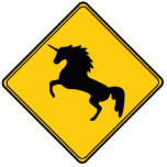 Magnet Photo Sculpture Panneau routier Unicorn<br><div class="desc">Passage de licorne. La réalité rencontre l'imaginaire.</div>
