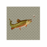 Magnet Photo Sculpture Pêche vintage à la truite arc-en-ciel<br><div class="desc">Cette illustration est une peinture vintage de truite,  sautant pour la mouche. Le poisson magnifique est la truite,  et l'image de la truite arc-en-ciel est pour quelqu'un qui aime attraper et relâcher ou pêcher pour le dîner.</div>