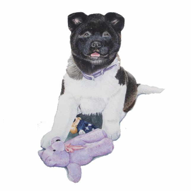 Magnet Photo Sculpture portrait de chien peinture du mignon chiot akita (Devant)