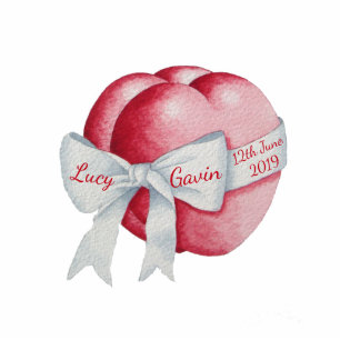 Magnet Photo Sculpture romantic red love heart and white ribbon bow