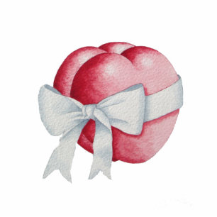 Magnet Photo Sculpture romantic red love heart tied with white ribbon bow