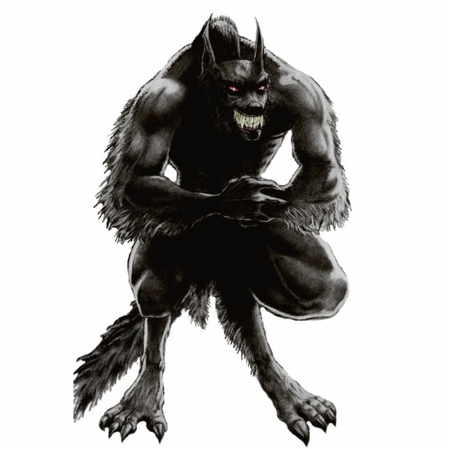 Magnet Photo Sculpture Sculpture en photo de loup-garou (Devant)