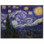 Magnet Photo Sculpture Starry Night, Van Gogh French Town Saint Remy<br><div class="desc">A French town "Saint Remy" is ablaze with the luminescence of stars on a blue Starry Night.  Starlight over town with clouds,  stars and bright yellow crescent moon at midnight. Vintage post impressionist painting by French painter Vincent Van Gogh.</div>