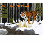 Magnet Photo Sculpture Tigre d'Amur (Sibérie)<br><div class="desc">Un Tigre d'Amur émerge de la forêt et approche un ruisseau. Ajoutez votre propre texte. La plus grande sous-espèce de tigre, l'Amour, ou Sibérien, est en très danger. Ils se trouvent dans la zone de la rivière Amur, à la frontière entre la Chine et la Russie. Quelques-uns survivront peut-être encore...</div>